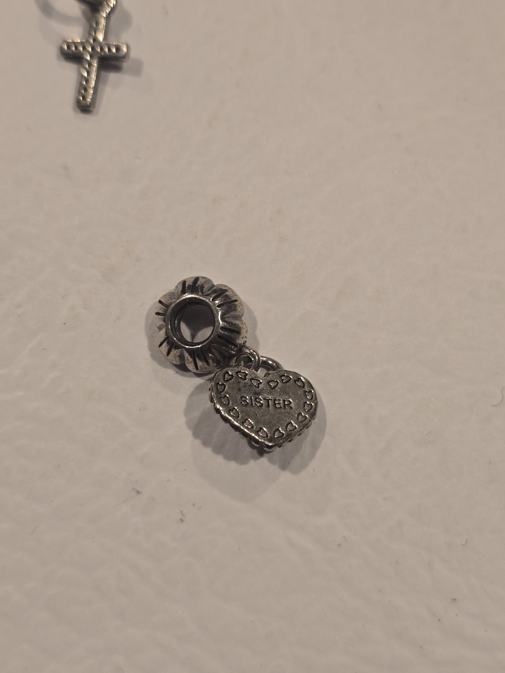 Pandora Silver 'Sister' Heart Dangle Charm
